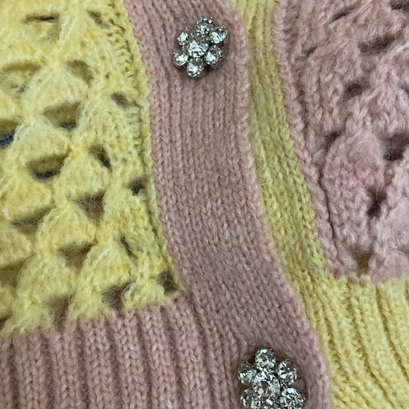 ZARA eyelet chunky knit oversized cardigan with jewel buttons - Picture 14 of 16